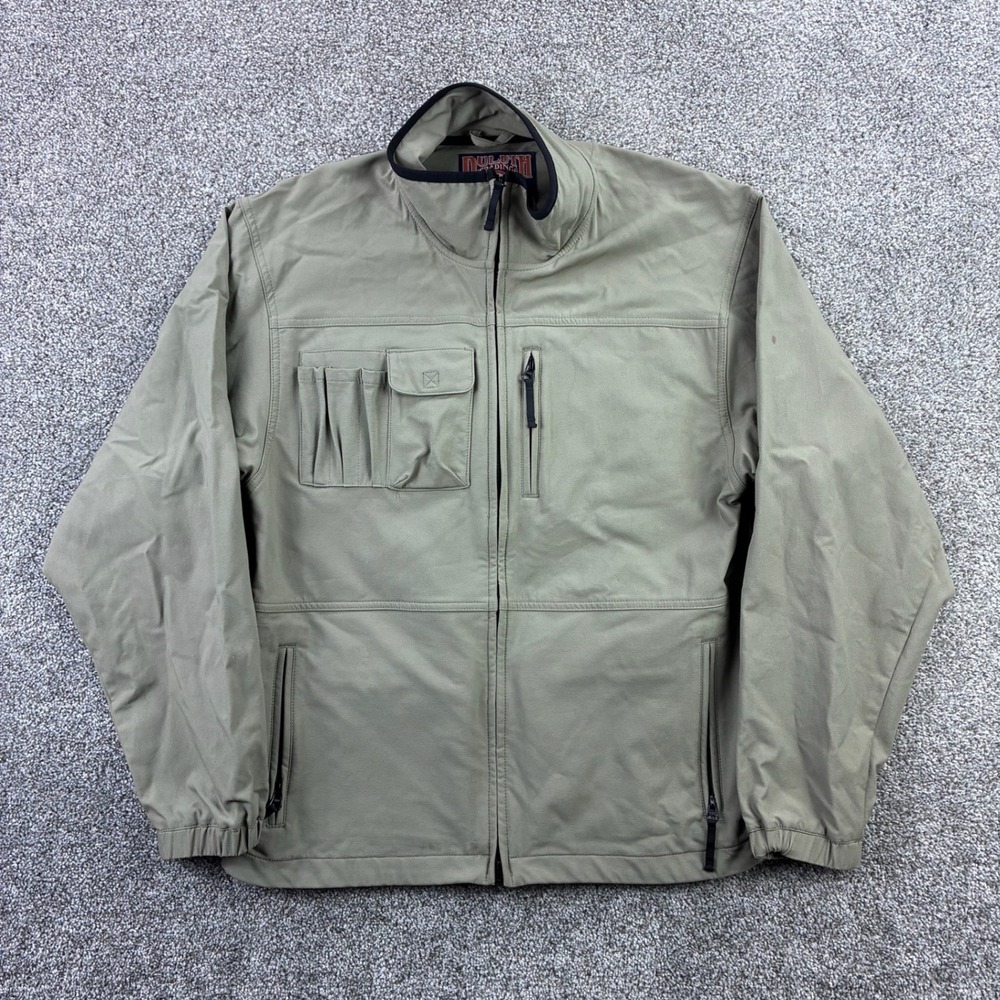 Duluth Trading Jacket Mens Medium Tan Nylon Spandex Utility Military 64061